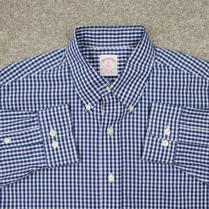 Brooks Brothers Blue and White Checkered Casual Button Down Shirt
